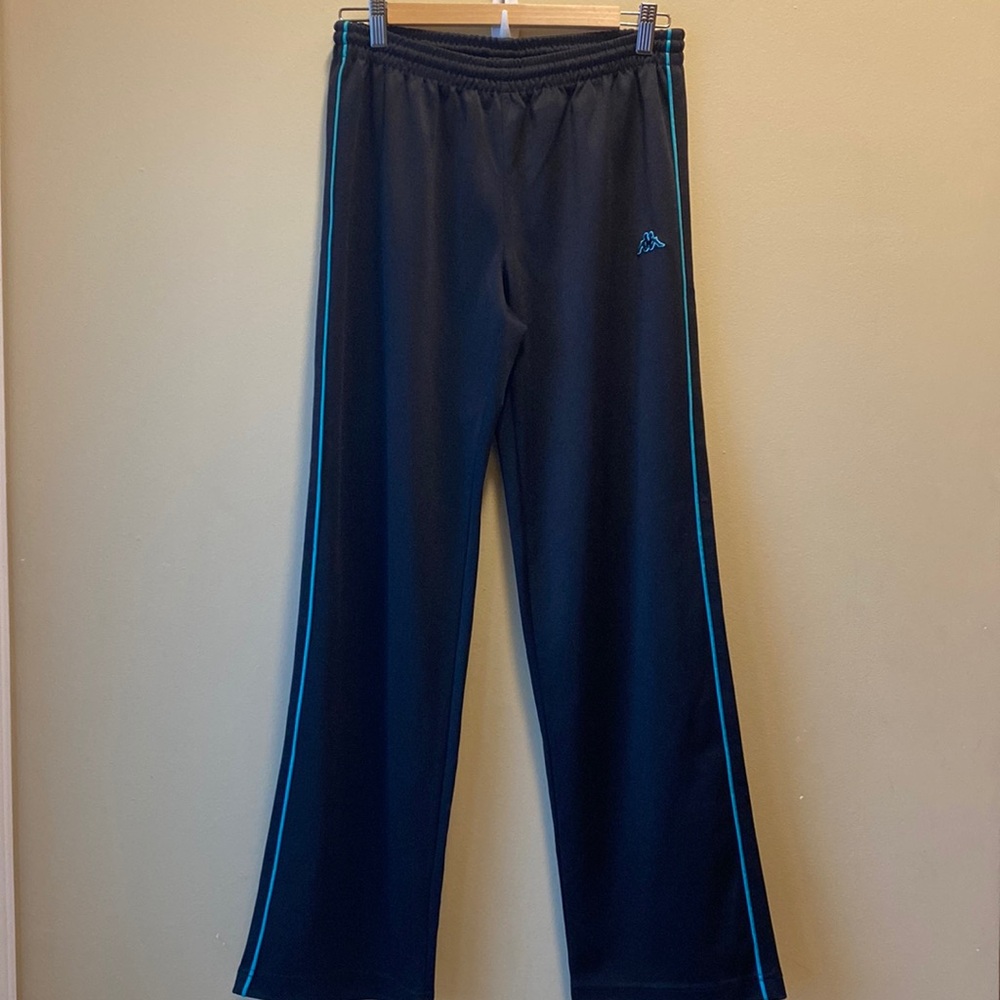 KAPPA BLACK TRACK PANTS WITH TURQUOISE DETAILING